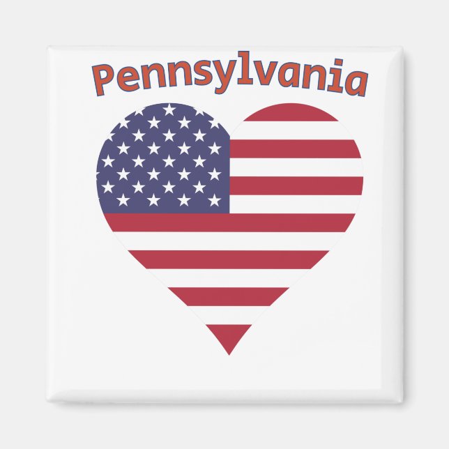 Pennsylvania American Flag Heart Magnet (Front)