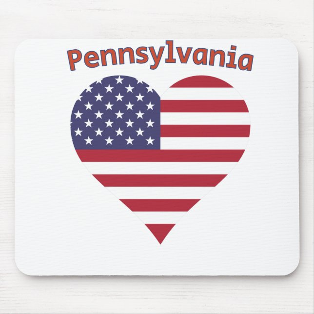 Pennsylvania American Flag Heart Mouse Pad (Front)