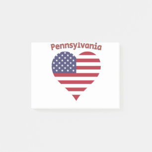 Pennsylvania American Flag Heart Post-it Notes