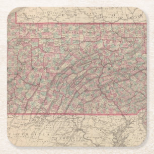 Pennsylvania and New Jersey 2 Square Paper Coaster