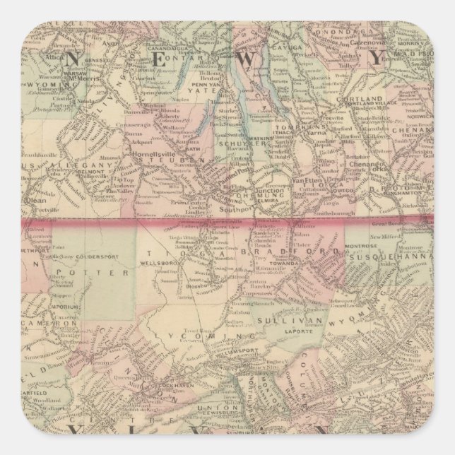 Pennsylvania and New Jersey Square Sticker (Front)