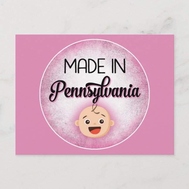 Pennsylvania Baby Funny Pink New Girl Postcard (Front)