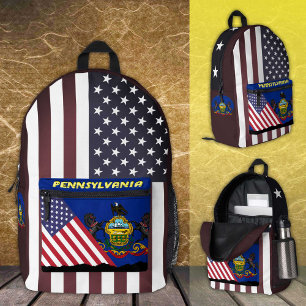 Pennsylvania backpack, vintage American flag Printed Backpack
