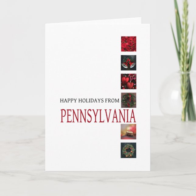 Pennsylvania  Christmas Card, state specific Holiday Card (Front)