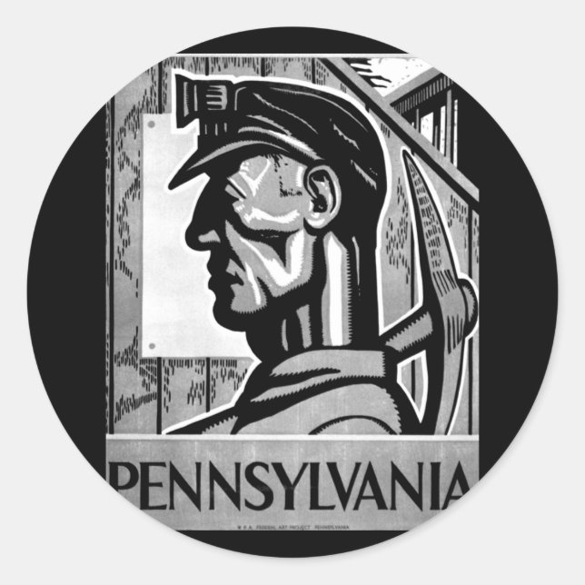 Pennsylvania Coal Poster WPA 1938 Classic Round Sticker (Front)
