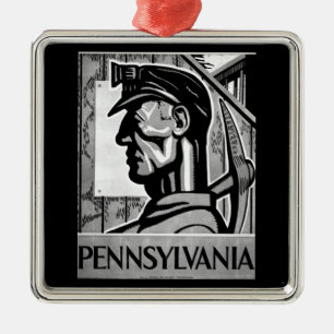 Pennsylvania Coal Poster WPA 1938 Metal Tree Decoration