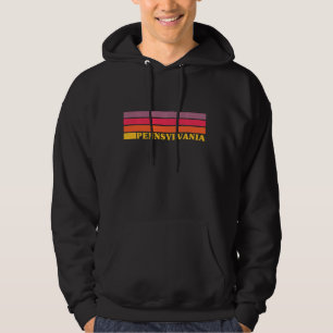 Pennsylvania  Colourful 70s Style Retro Stripes Hoodie