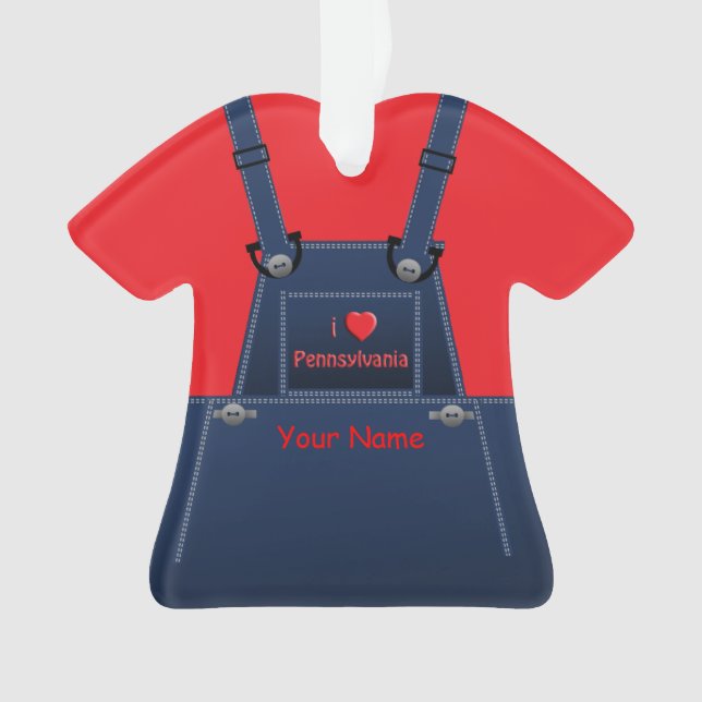 Pennsylvania Counrty Overalls Heart Ornament (Front)