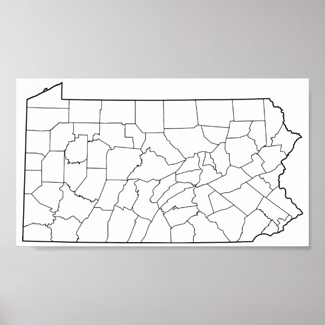 Pennsylvania Counties Blank Outline Map Poster (Front)