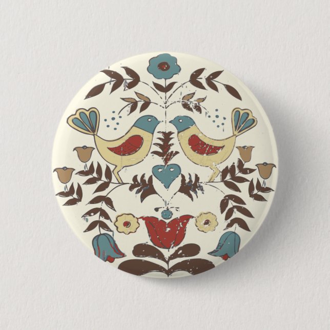 Pennsylvania Dutch Amish Hex Sign Bird Americana 6 Cm Round Badge (Front)