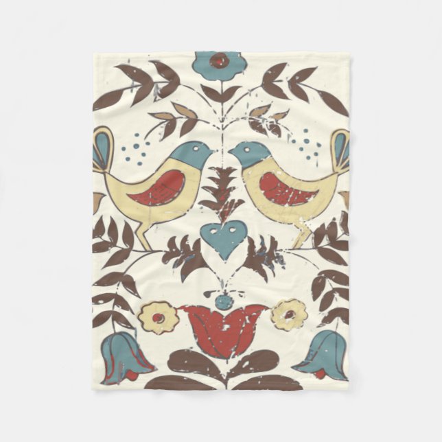 Pennsylvania Dutch Amish Hex Sign Bird Americana Fleece Blanket (Front)