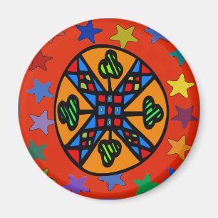 Pennsylvania Dutch Hex Sign Shamrock Star Magnet