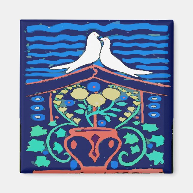 Pennsylvania Dutch, Love Birds Hex Sign Magnet (Front)