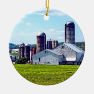 Pennsylvania Farm With Silos Ceramic Tree Decoration