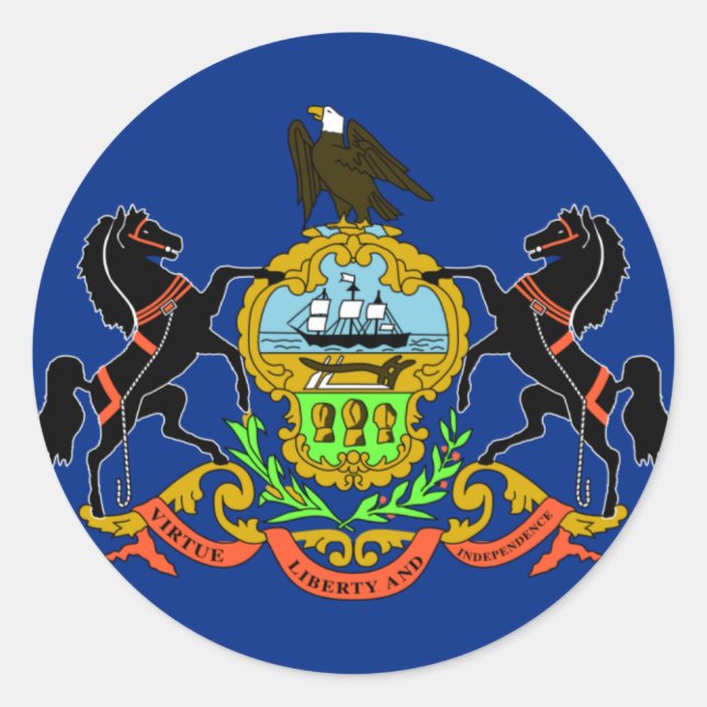 Pennsylvania Flag Classic Round Sticker (Front)