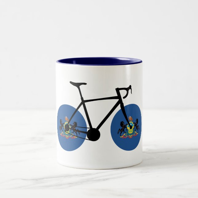 Pennsylvania Flag Cycling Two-Tone Coffee Mug (Center)