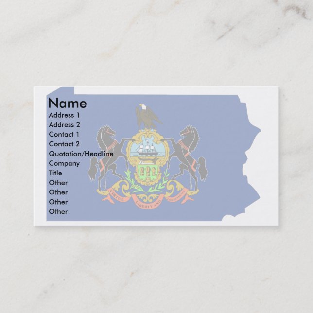 Pennsylvania Flag Map Business Card (Front)