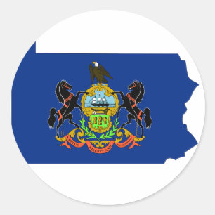 Pennsylvania Flag Map Classic Round Sticker