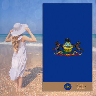 Pennsylvania flag & monogrammed / beach towel