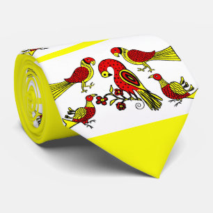 Pennsylvania German folk art birds print Tie