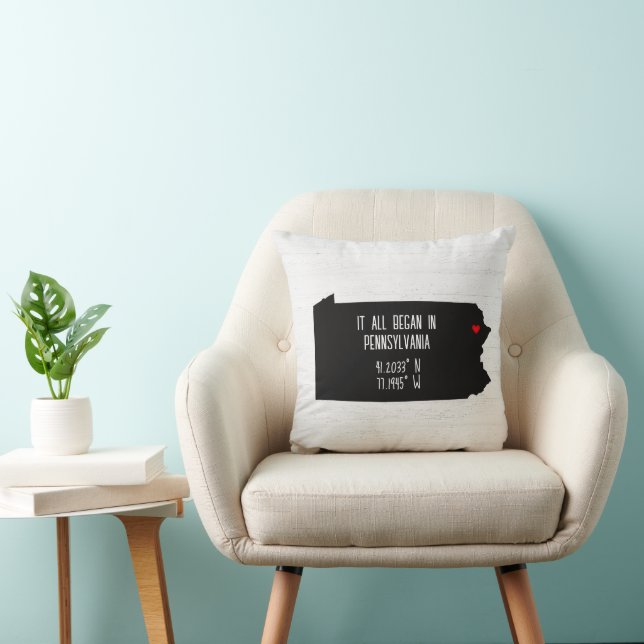Pennsylvania GPS Coordinates with Heart Cushion (Chair)