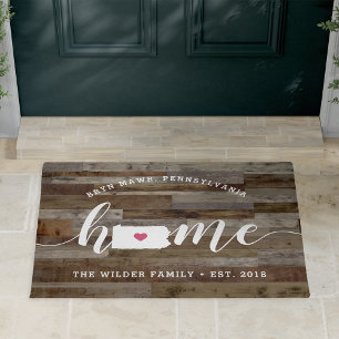 Pennsylvania Home State Personalised Wood Look Doormat