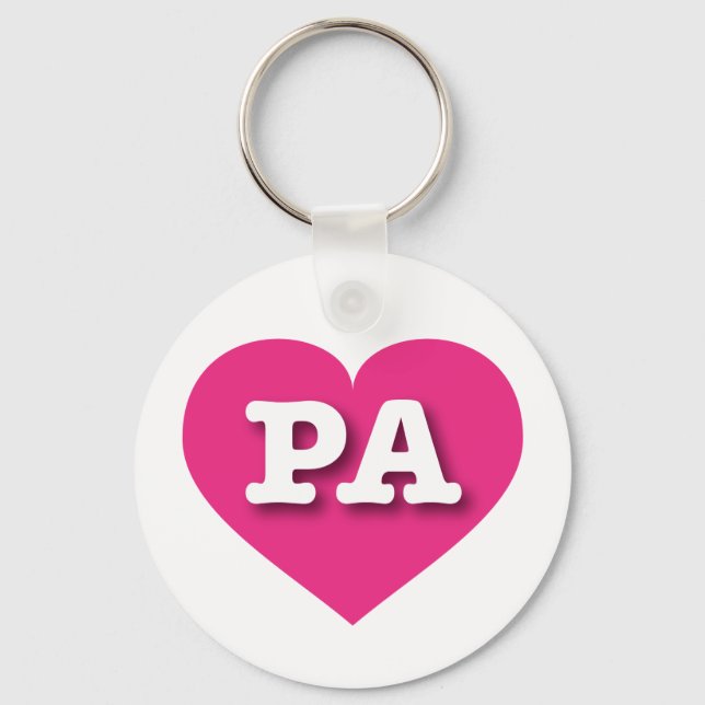 Pennsylvania Hot Pink Heart - I love PA Key Ring (Front)