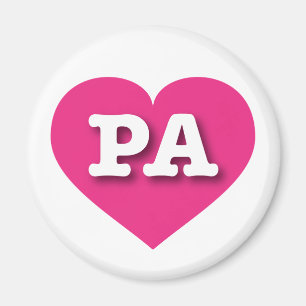 Pennsylvania Hot Pink Heart - I love PA Magnet