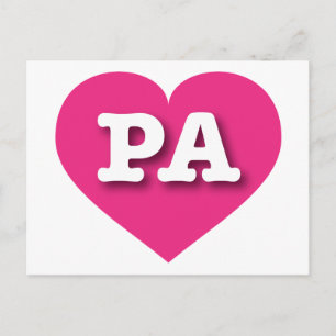 Pennsylvania Hot Pink Heart - I love PA Postcard