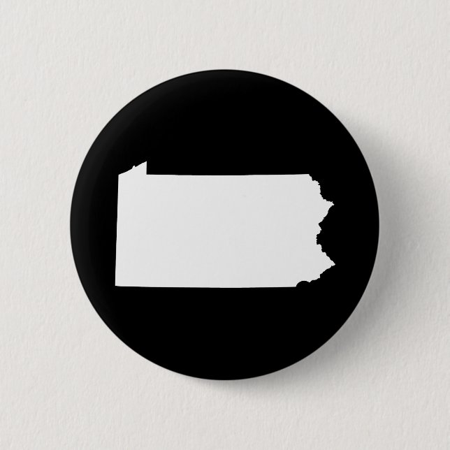 Pennsylvania in White and Black 6 Cm Round Badge (Front)