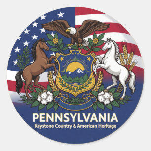 Pennsylvania Keystone Heritage Pride 🌸 Classic Round Sticker