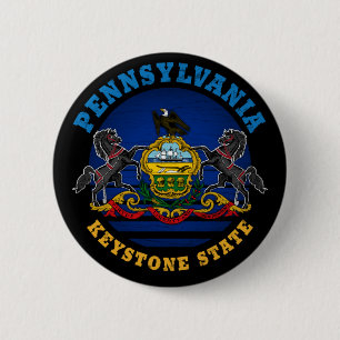 PENNSYLVANIA KEYSTONE STATE FLAG 6 CM ROUND BADGE