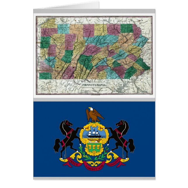 Pennsylvania Map and State Flag (Front)
