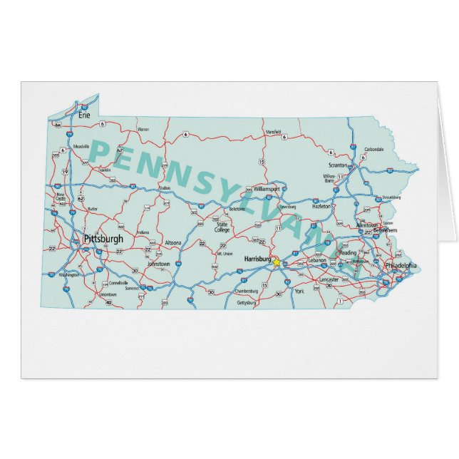 Pennsylvania Map Blank Card (Front Horizontal)