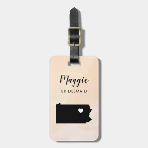 Pennsylvania Map Luggage Tag, Wedding Party Luggage Tag