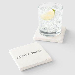 Pennsylvania Name with State Shaped Letter Stone Coaster
