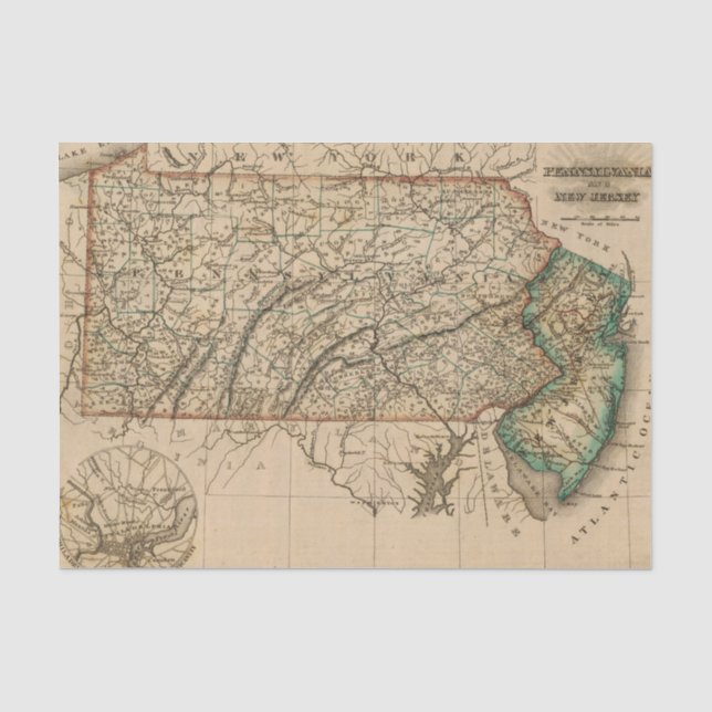 Pennsylvania, New Jersey Tissue Paper (Front)