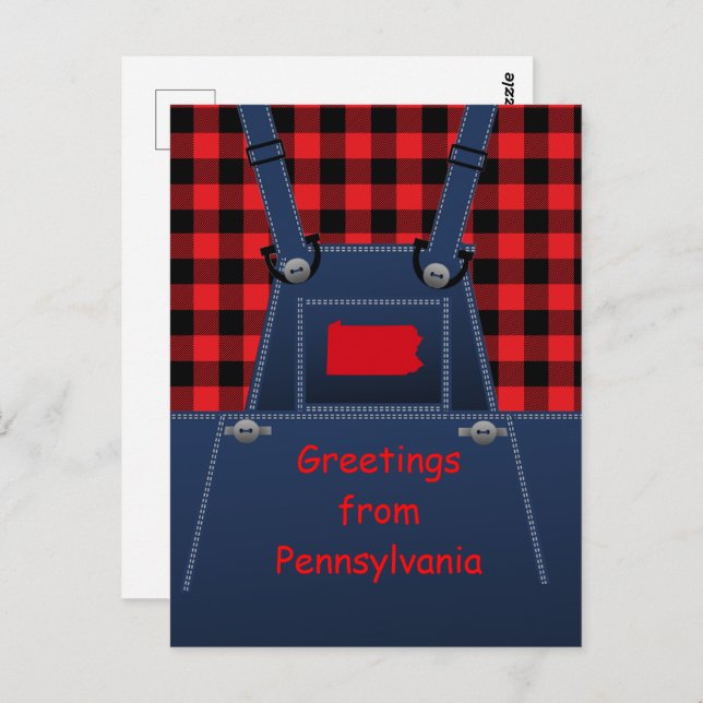 Pennsylvania Overalls Buffalo Plaid Postcard (Front/Back)