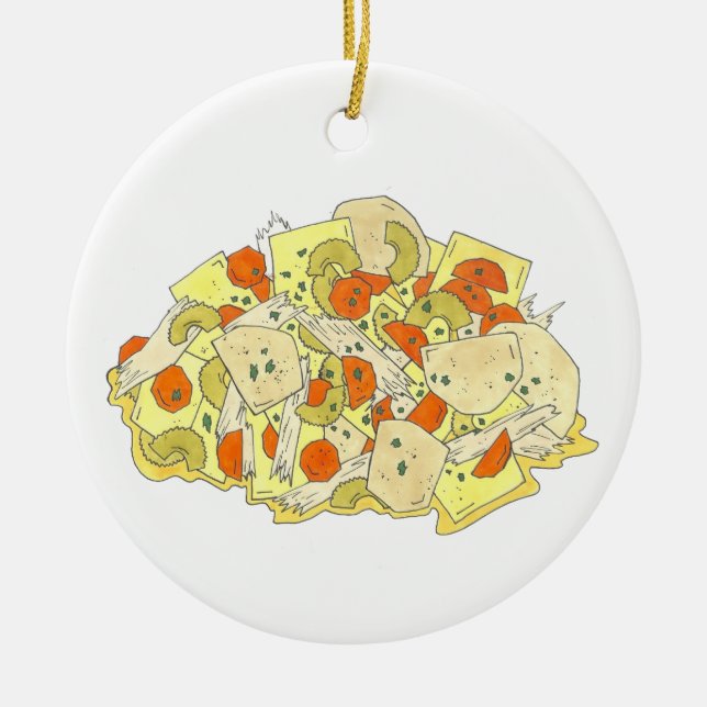 Pennsylvania PA Dutch Amish Food Chicken Pot Pie Ceramic Tree Decoration (Front)