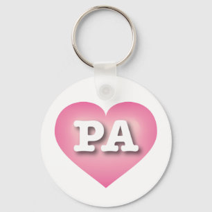 Pennsylvania Pink Fade Heart - I love PA Key Ring