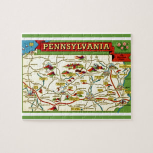 Pennsylvania Postcard Map Jigsaw Puzzle