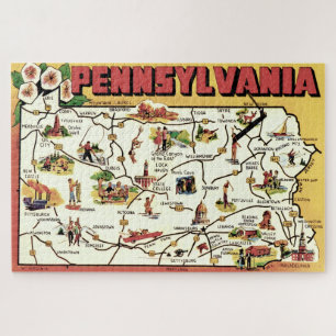  Pennsylvania Postcard Map Puzzle