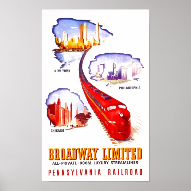 Pennsylvania Railroad Broadway Limited Streamliner Poster (Front)