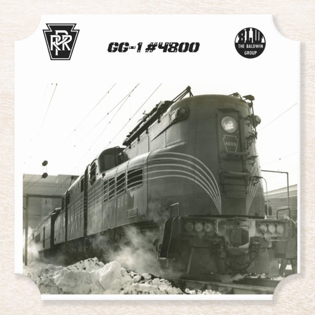 Pennsylvania Railroad Locomotive GG-1 #4800    Paper Coaster (Front)