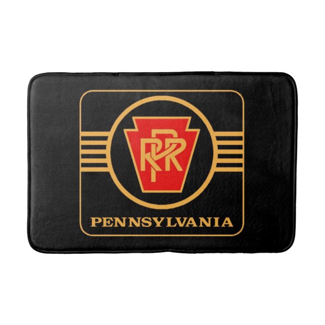 Pennsylvania Railroad Logo, Black & Gold Bath Mat (Front)