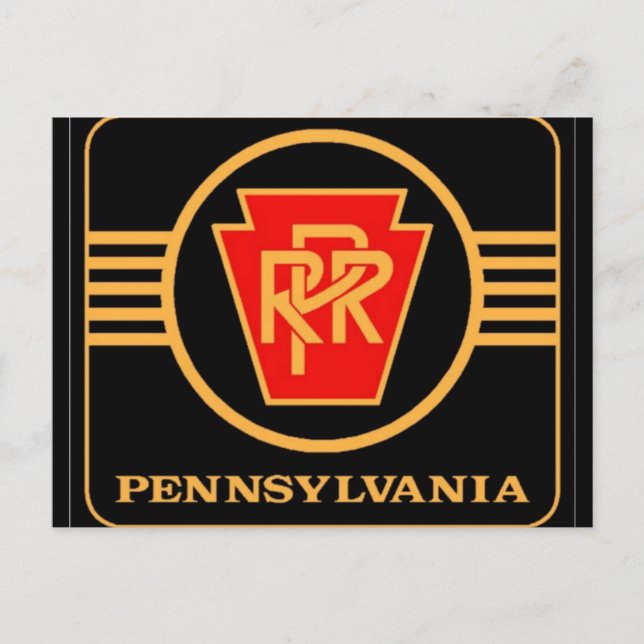 Pennsylvania Railroad Logo, Black & Gold Post Card (Front)