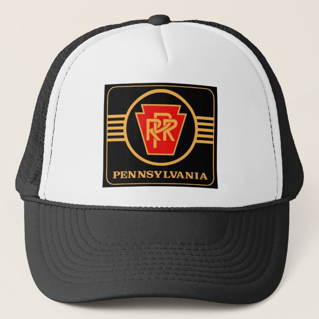 Pennsylvania Railroad Logo, Black & Gold Trucker Hat (Front)