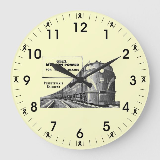 Pennsylvania Railroad Modern Train Power Large Clock (Front)