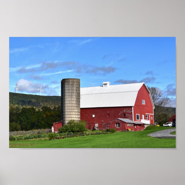Pennsylvania Red Barn and Wind Turbines 12 x 8 Poster (Front)