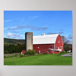 Pennsylvania Red Barn and Wind Turbines Poster